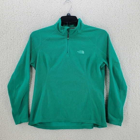 North Face 1/4 Zip Pullover Fleece Wmns M Green Polartec Outdoor Hiking Gorpcore - Picture 15 of 15